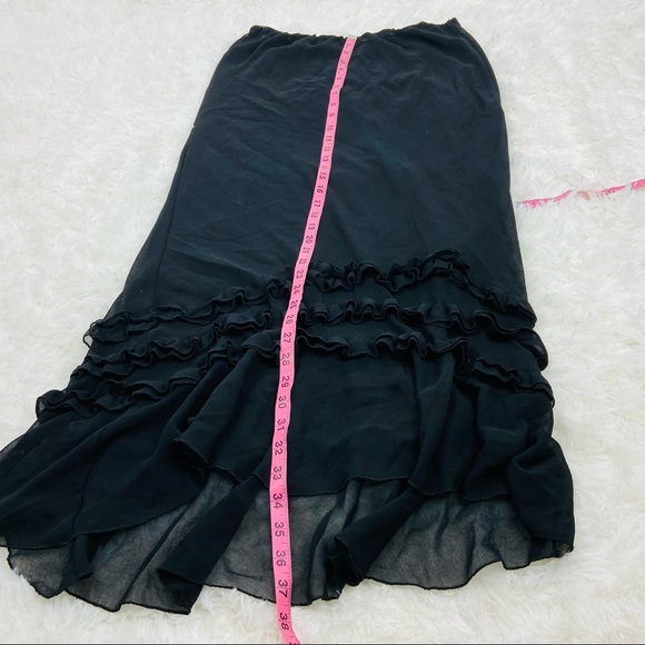 GOOD TIMES black sheer ruffle bottom maxi skirt size medium - Picture 10 of 11